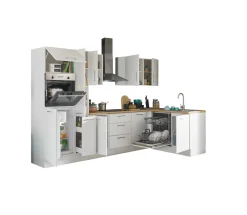Bega BBK Küchenblock mit E-Geräten CORNWALL (Ecke-Backofen-Geschirrspüler-Kühlschrank) III* Küchenzeilen Mit Geräten