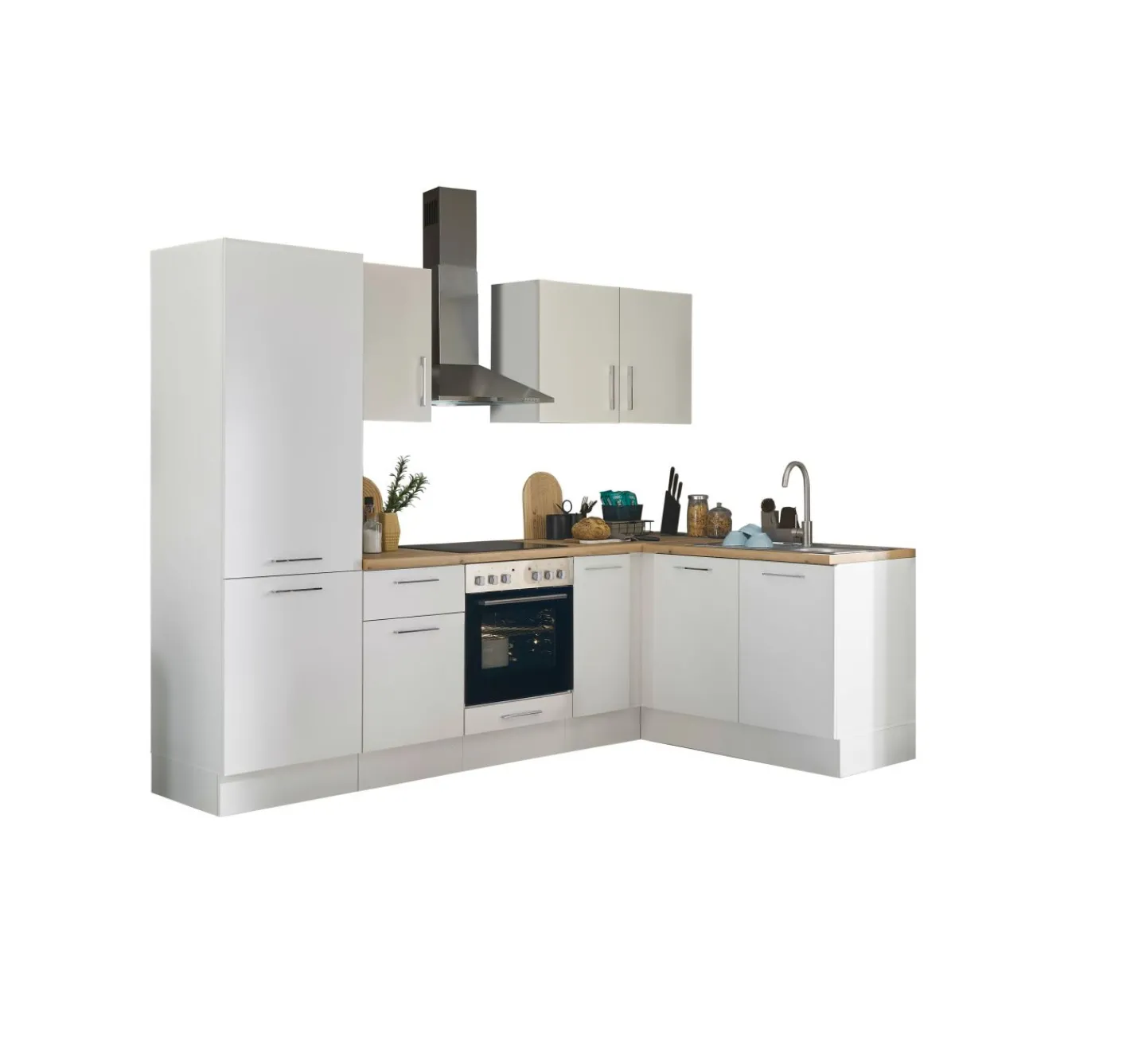 Bega BBK Küchenblock mit E-Geräten CORNWALL (Ecke-Kühlschrank) I* Küchenzeilen Mit Geräten