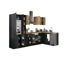 Küchenblock mit E-Geräten CORNWALL (Ecke-Kühlschrank-Apotheker) III