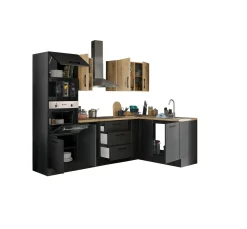 Küchenblock mit E-Geräten CORNWALL (Ecke-Backofen-Mikrowelle) III