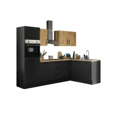 Küchenblock mit E-Geräten CORNWALL (Ecke-Backofen-Kühlschrank) V