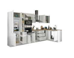 Bega BBK Küchenblock mit E-Geräten CORNWALL (Ecke-Backofen-Kühlschrank-Mikrowelle-Apotheker) I* Küchenzeilen Mit Geräten