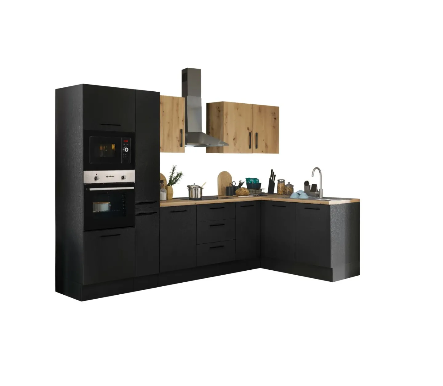 Bega BBK Küchenblock mit E-Geräten CORNWALL (Ecke-Backofen-Mikrowelle-Apotheker) III* Küchenzeilen Mit Geräten