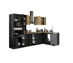 Bega BBK Küchenblock mit E-Geräten CORNWALL (Ecke-Backofen-Mikrowelle-Apotheker) III* Küchenzeilen Mit Geräten