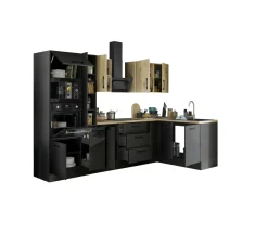Küchenblock mit E-Geräten CORNWALL (Ecke-Backofen-Mikrowelle-Apotheker) IV