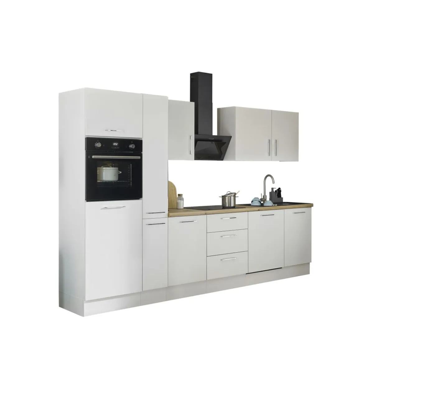 Bega BBK Küchenblock mit E-Geräten CORNWALL (Zeile-Backofen-Geschirrspüler-Kühlschrank-Apotheker) II* Küchenzeilen Mit Geräten