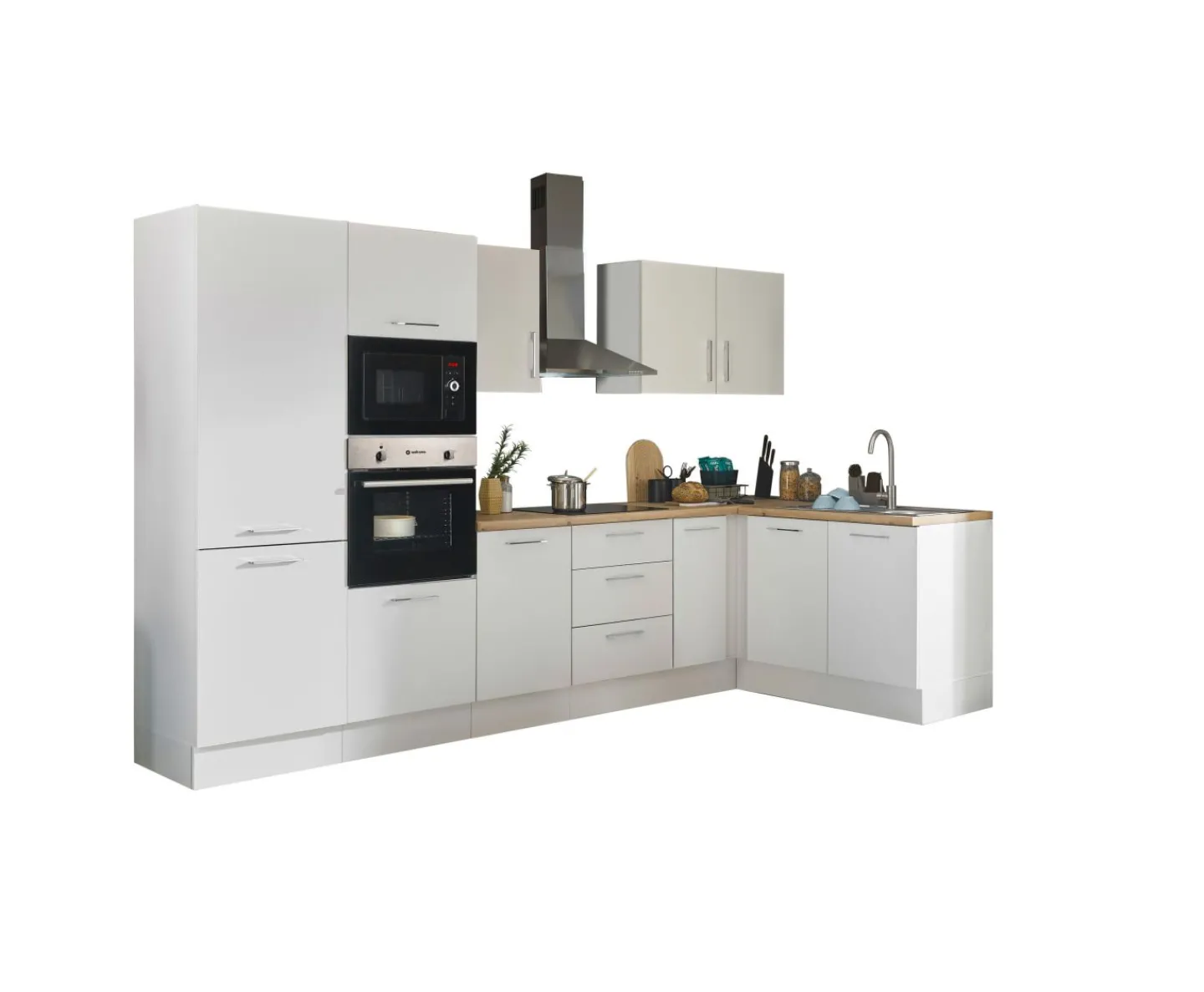 Bega BBK Küchenblock mit E-Geräten CORNWALL (Ecke-Backofen-Kühlschrank-Mikrowelle) I* Küchenzeilen Mit Geräten