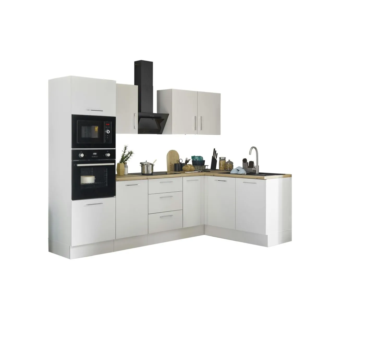 Küchenblock mit E-Geräten CORNWALL (Ecke-Backofen-Mikrowelle) II
