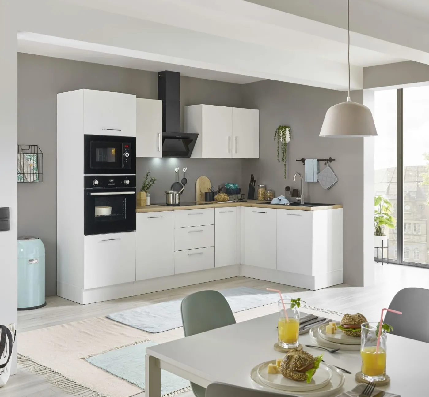 Küchenblock mit E-Geräten CORNWALL (Ecke-Backofen-Mikrowelle) II