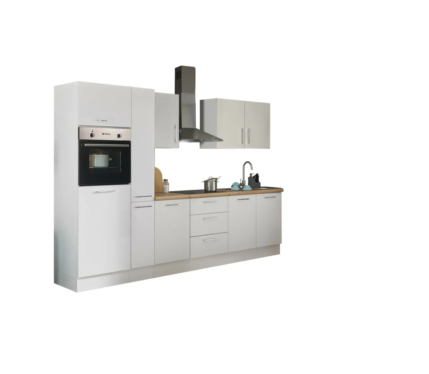 Bega BBK Küchenblock mit E-Geräten CORNWALL (Zeile-Backofen-Kühlschrank-Apotheker) I* Küchenzeilen Mit Geräten