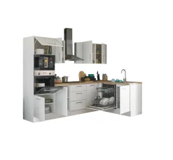 Küchenblock mit E-Geräten CORNWALL (Ecke-Backofen-Geschirrspüler-Mikrowelle) I