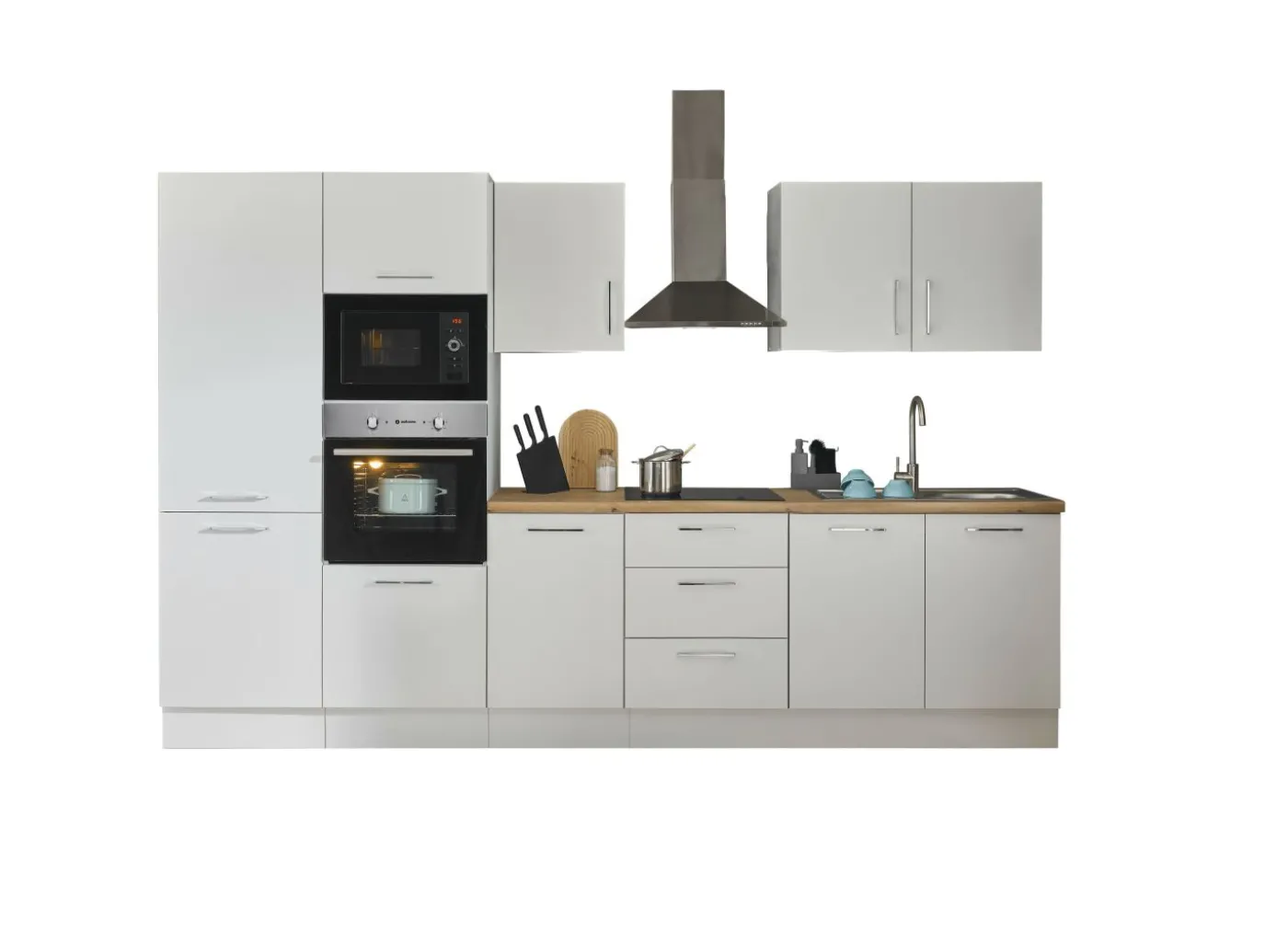 Küchenblock mit E-Geräten CORNWALL (Zeile-Backofen-Kühlschrank-Mikrowelle) I