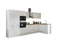 Bega BBK Küchenblock mit E-Geräten CORNWALL (Ecke-Backofen-Geschirrspüler-Kühlschrank-Mikrowelle-Apotheker) I* Küchenzeilen Mit Geräten