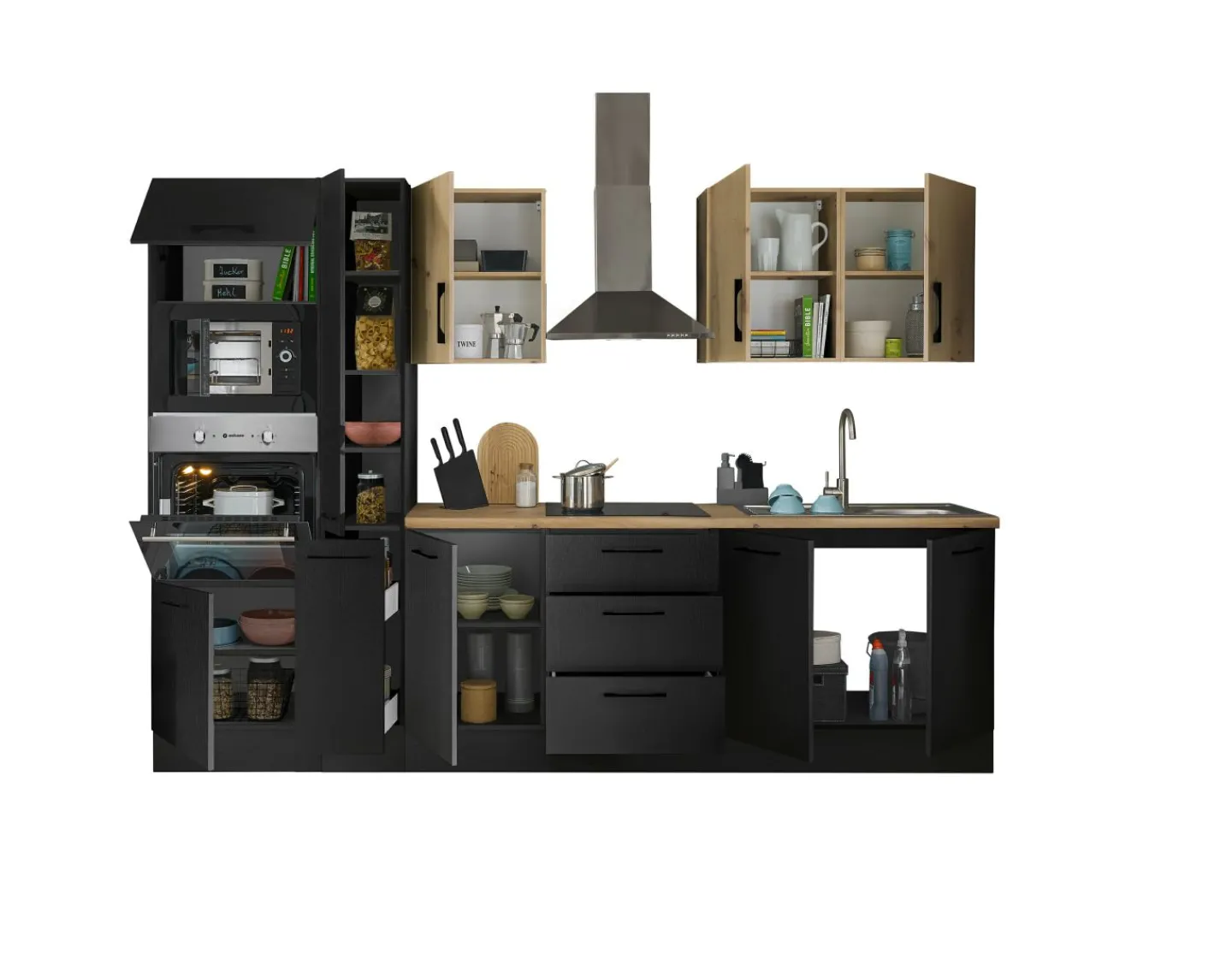 Bega BBK Küchenblock mit E-Geräten CORNWALL (Zeile-Backofen-Mikrowelle) IX* Küchenzeilen Mit Geräten