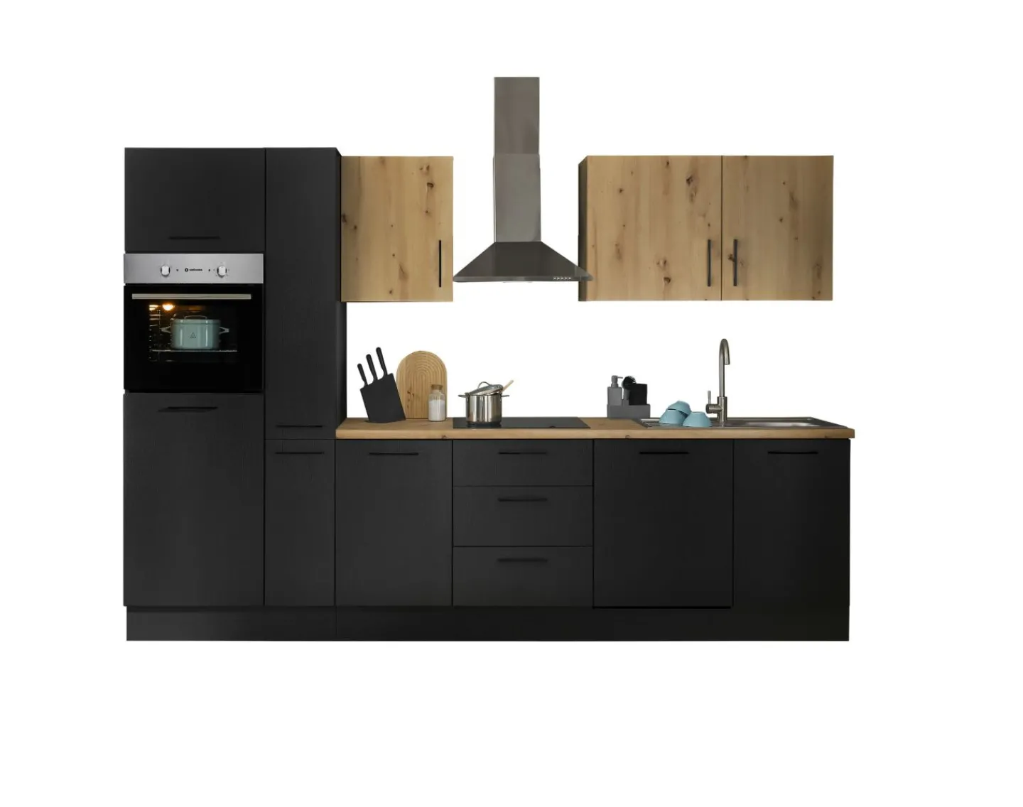 Bega BBK Küchenblock mit E-Geräten CORNWALL (Zeile-Backofen-Geschirrspüler-Kühlschrank-Apotheker) V* Küchenzeilen Mit Geräten