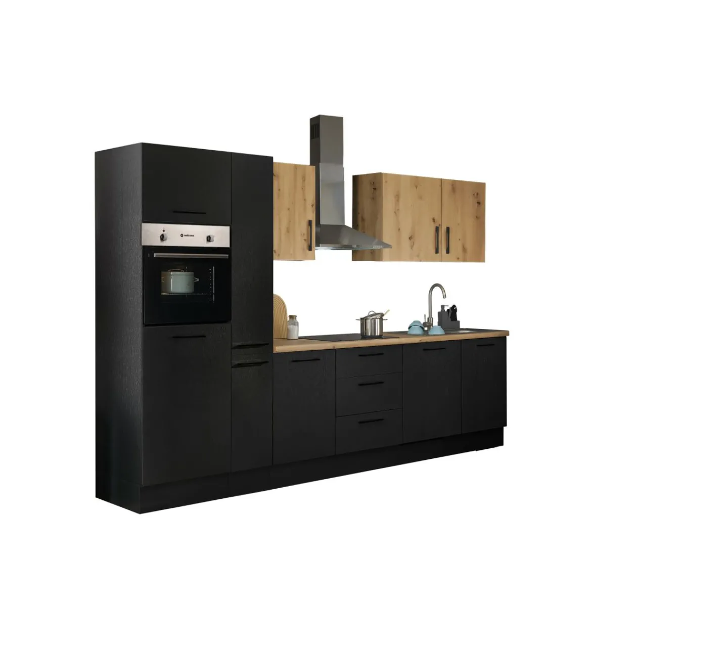 Bega BBK Küchenblock mit E-Geräten CORNWALL (Zeile-Backofen-Geschirrspüler-Kühlschrank-Apotheker) V* Küchenzeilen Mit Geräten