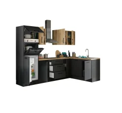 Küchenblock mit E-Geräten CORNWALL (Ecke-Backofen-Geschirrspüler-Kühlschrank) VII
