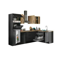 Küchenblock mit E-Geräten CORNWALL (Ecke-Backofen-Geschirrspüler-Kühlschrank) VII