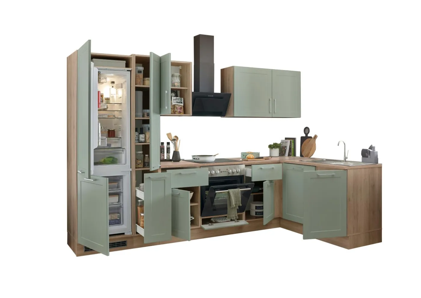 Küchenblock mit E-Geräten HASTINGS (Ecke-Kühlschrank-Apotheker) II
