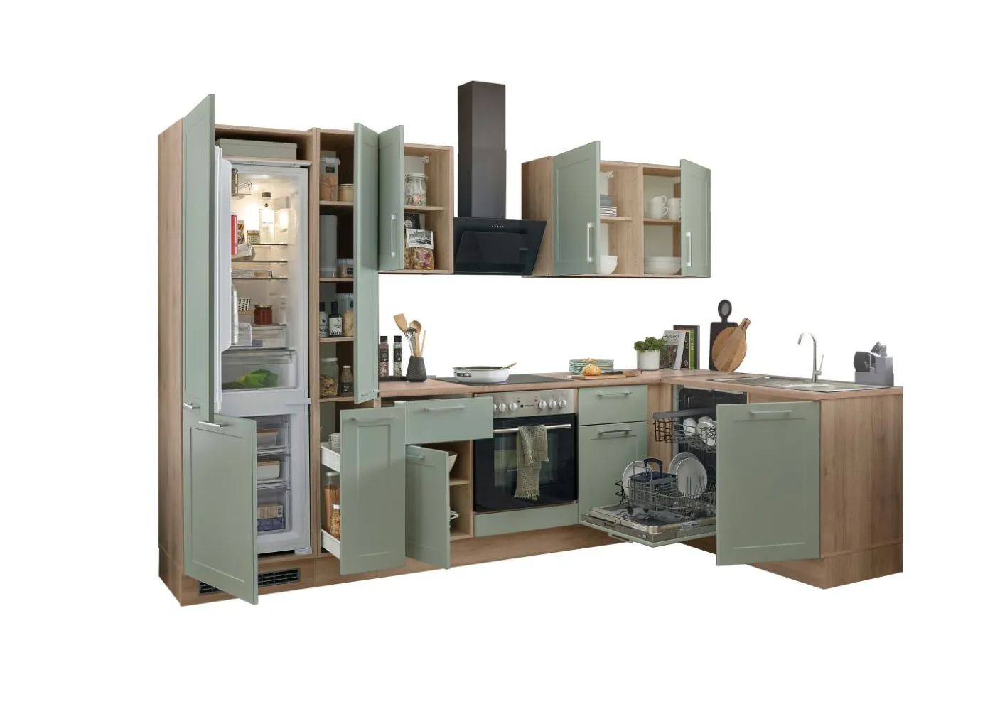 Küchenblock mit E-Geräten HASTINGS (Ecke-Kühlschrank-Apotheker) II