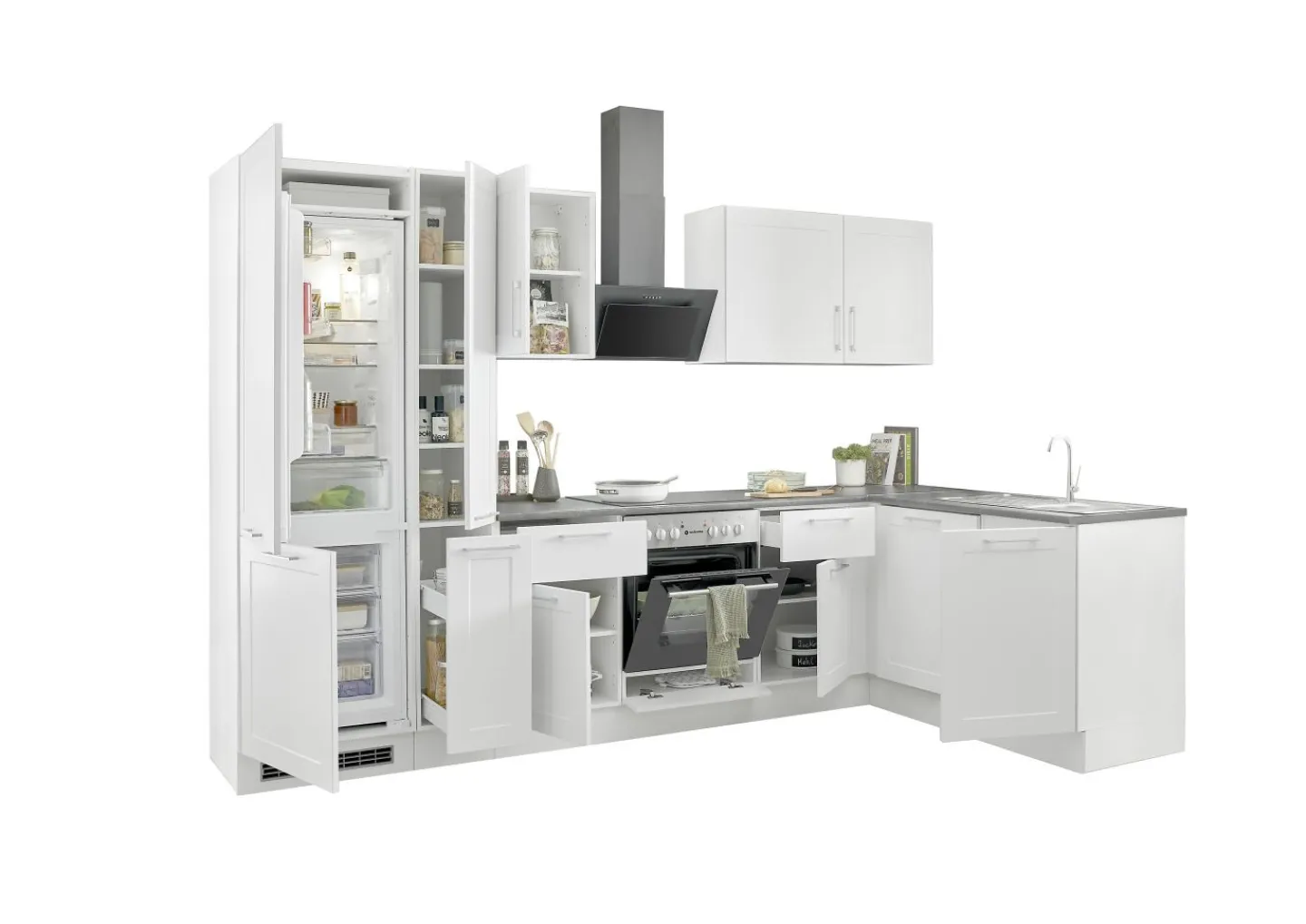 Bega BBK Küchenblock mit E-Geräten HASTINGS (Ecke-Kühlschrank-Apotheker) I* Küchenzeilen Mit Geräten