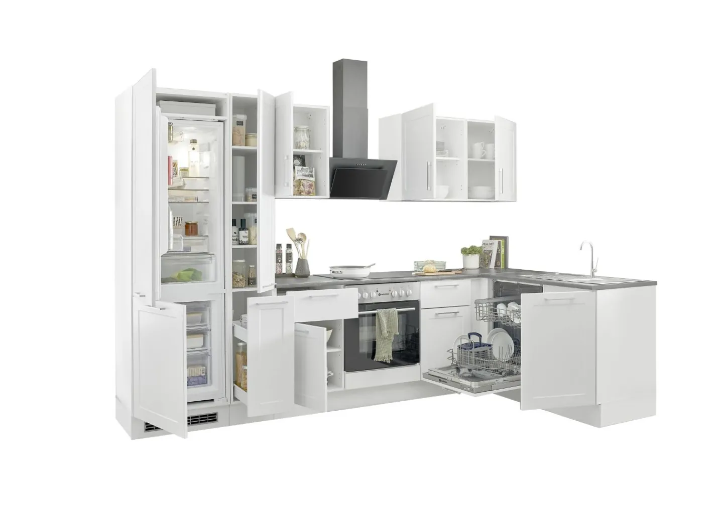 Bega BBK Küchenblock mit E-Geräten HASTINGS (Ecke-Kühlschrank-Apotheker) I* Küchenzeilen Mit Geräten