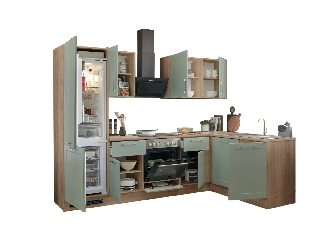 Küchenblock mit E-Geräten HASTINGS (Ecke-Kühlschrank) II