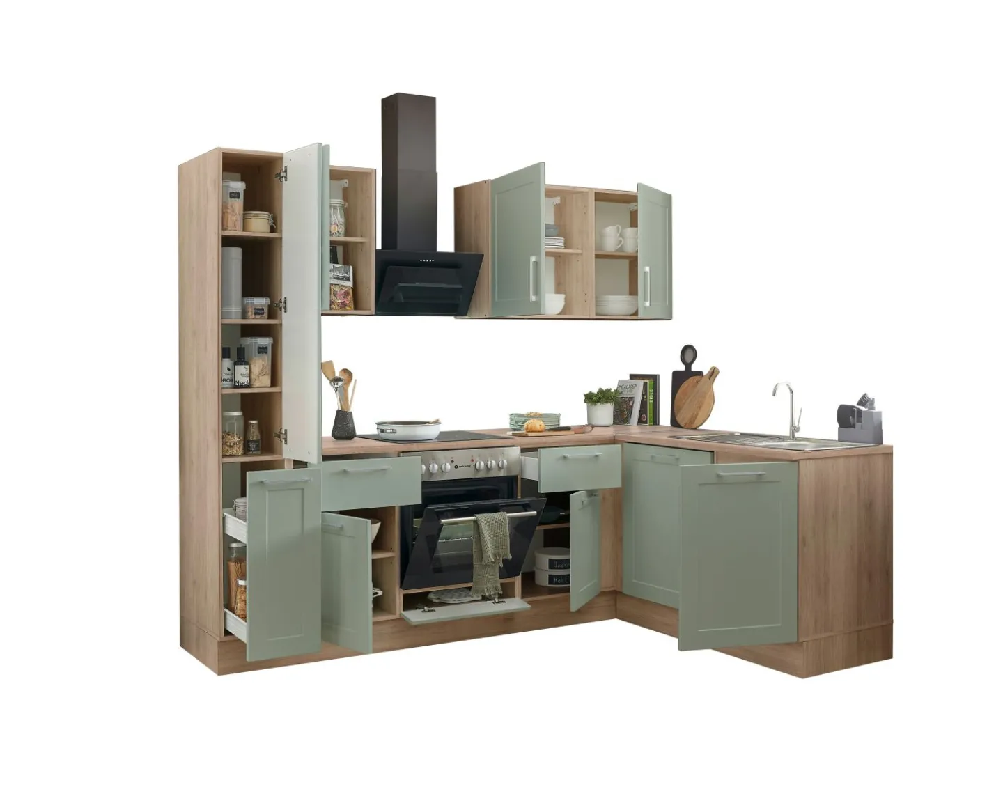 Bega BBK Küchenblock mit E-Geräten HASTINGS (Ecke-Apotheker) II* Küchenzeilen Mit Geräten