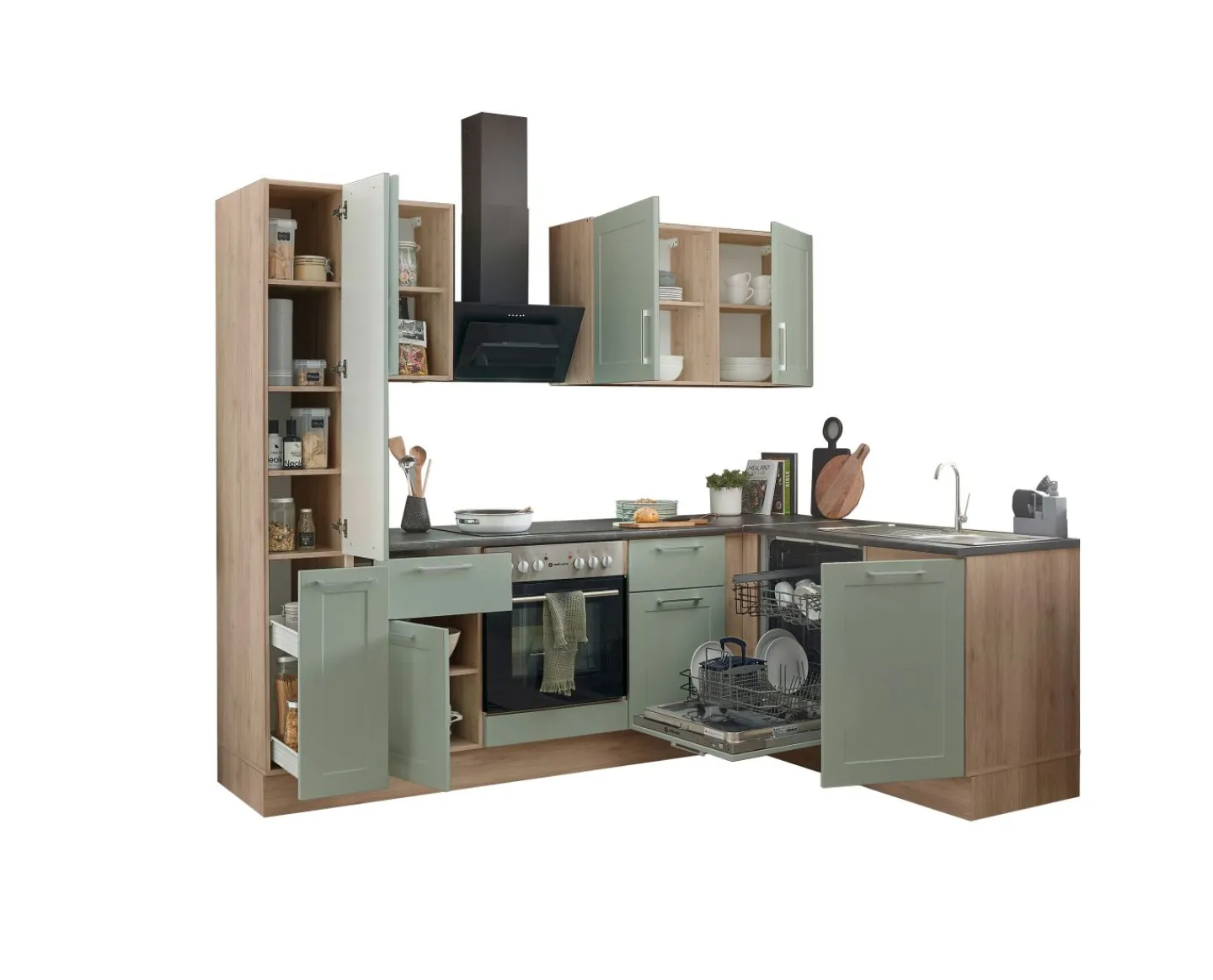 Bega BBK Küchenblock mit E-Geräten HASTINGS (Ecke-Apotheker) II* Küchenzeilen Mit Geräten