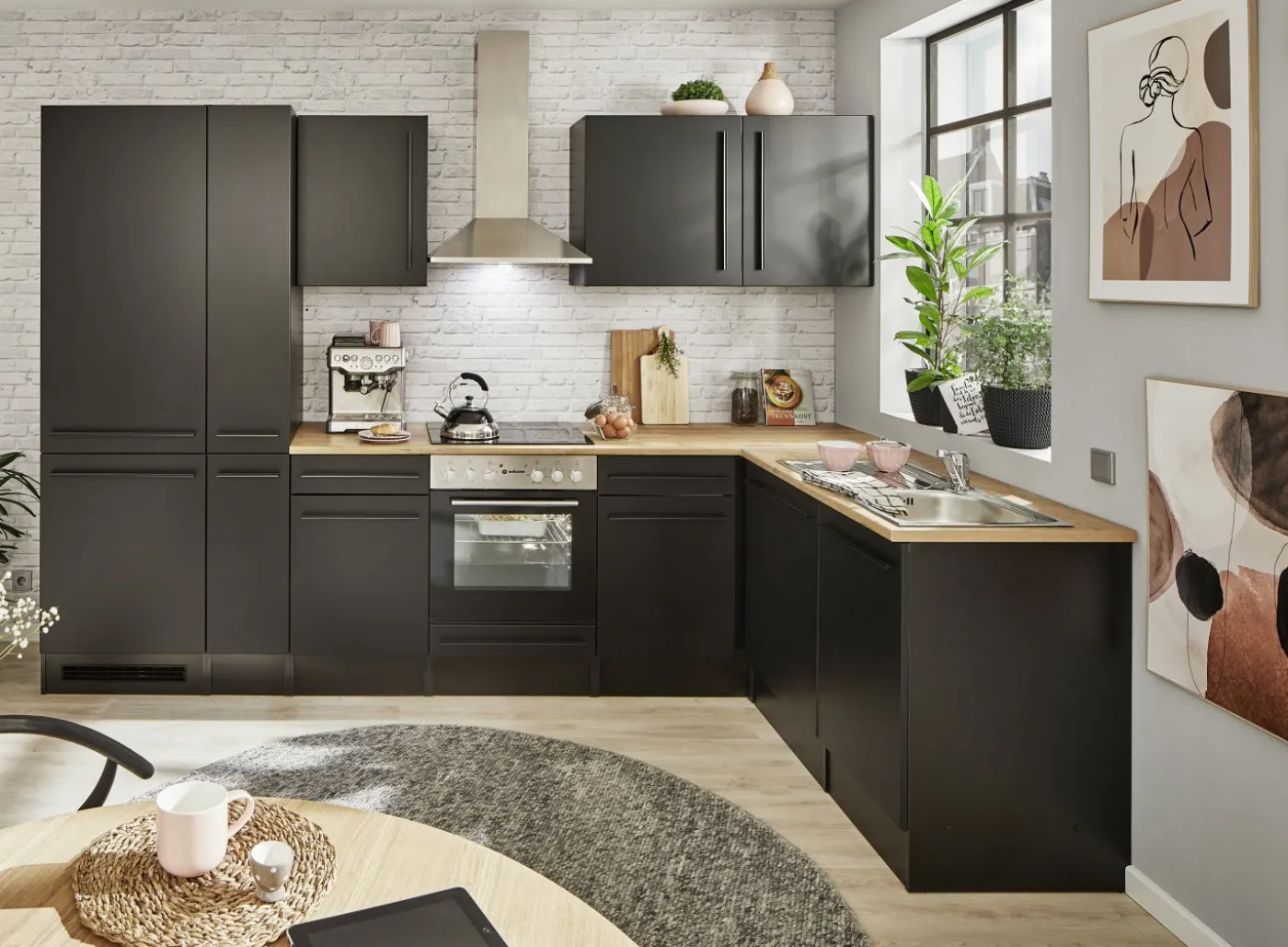 Küchenblock mit E-Geräten JAZZ 8 (Ecke-Kühlschrank-Apotheker) II
