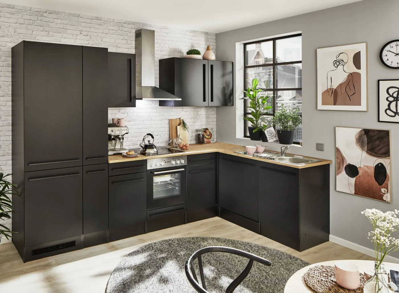 Küchenblock mit E-Geräten JAZZ 8 (Ecke-Kühlschrank-Apotheker) II