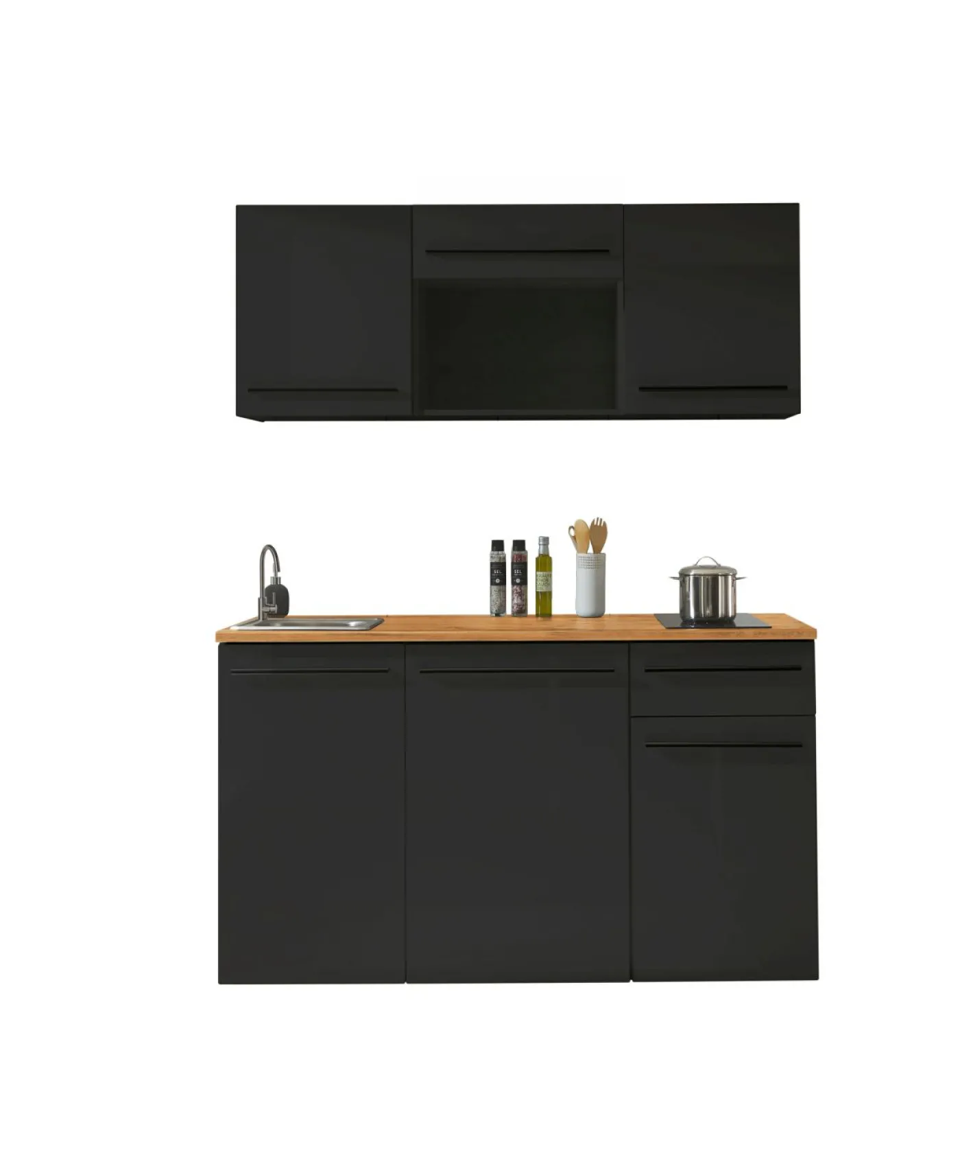Küchenblock mit E-Geräten JAZZ SINGLE Z 160 BLACK EE