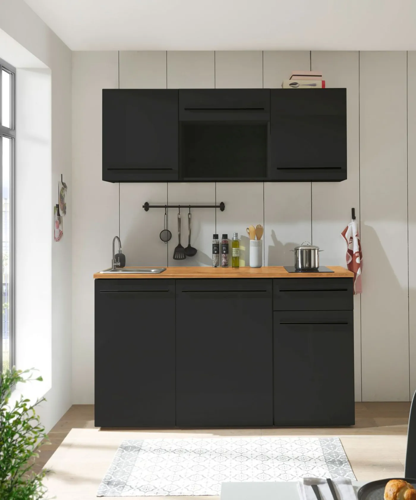 Küchenblock mit E-Geräten JAZZ SINGLE Z 160 BLACK EE