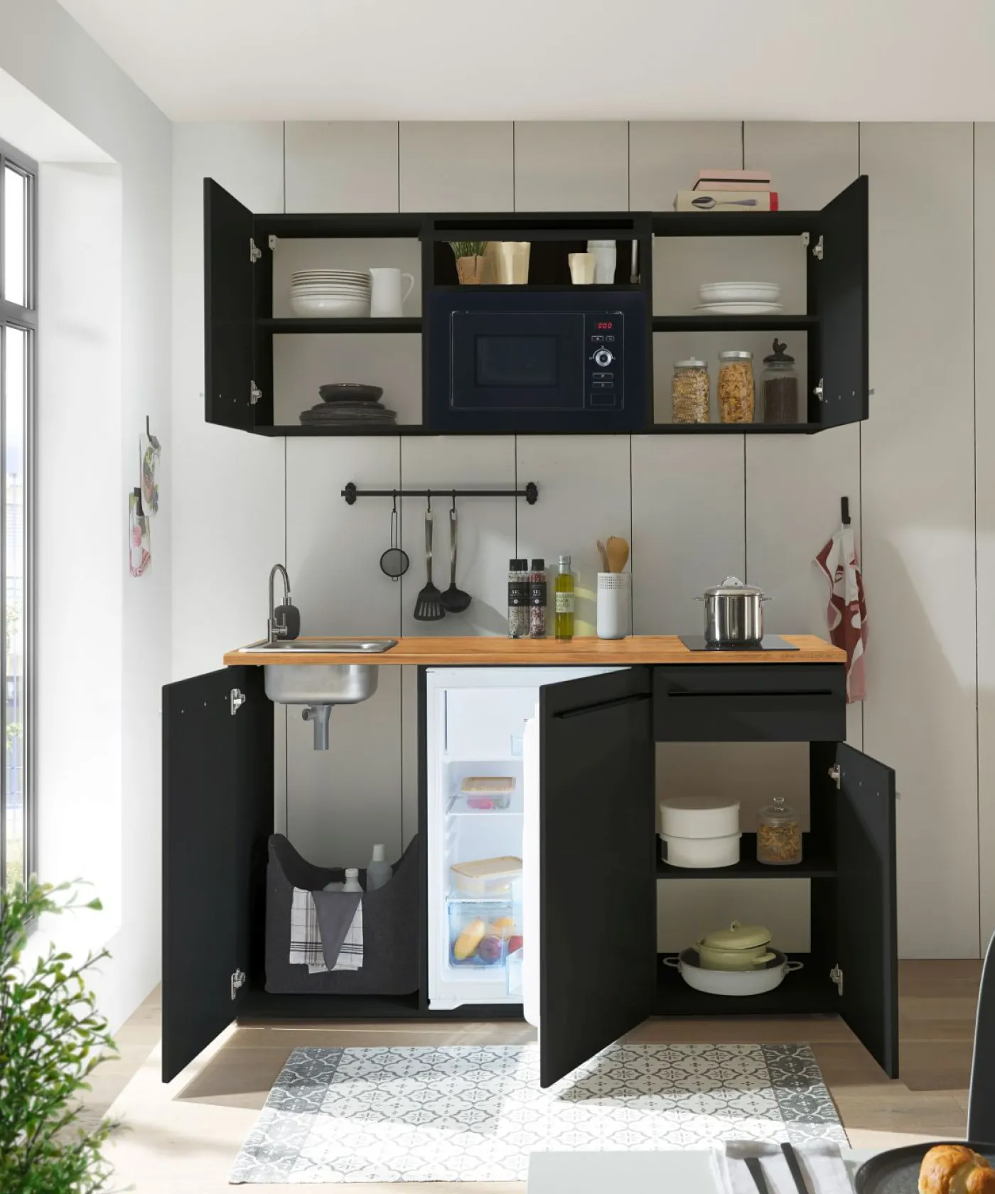 Küchenblock mit E-Geräten JAZZ SINGLE Z 160 BLACK EE