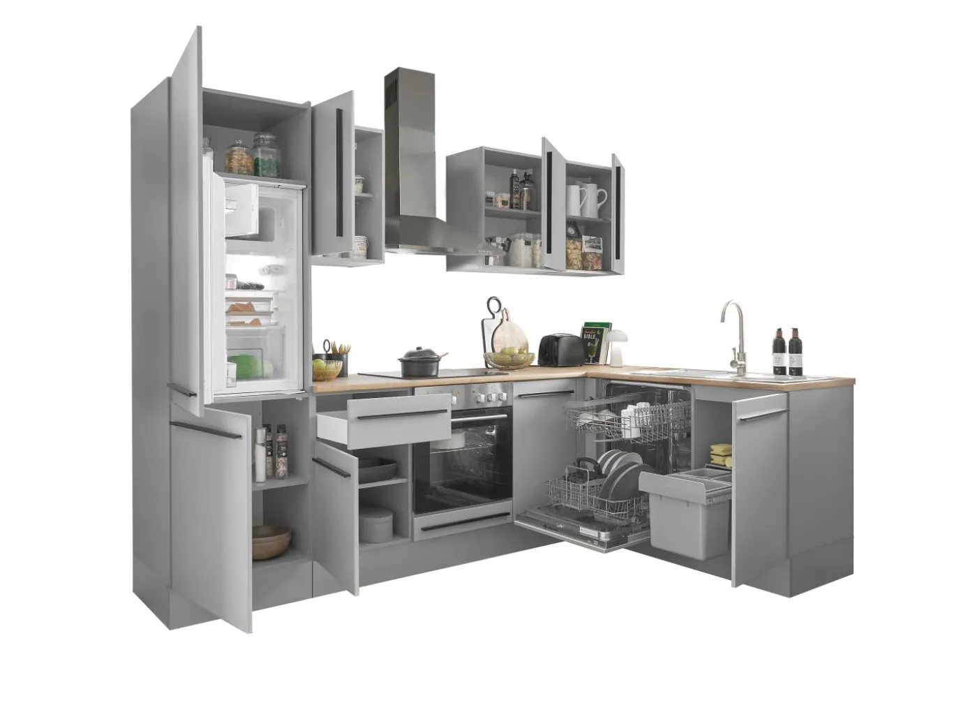 Küchenblock mit E-Geräten MANCHESTER (Ecke-Kühlschrank) I