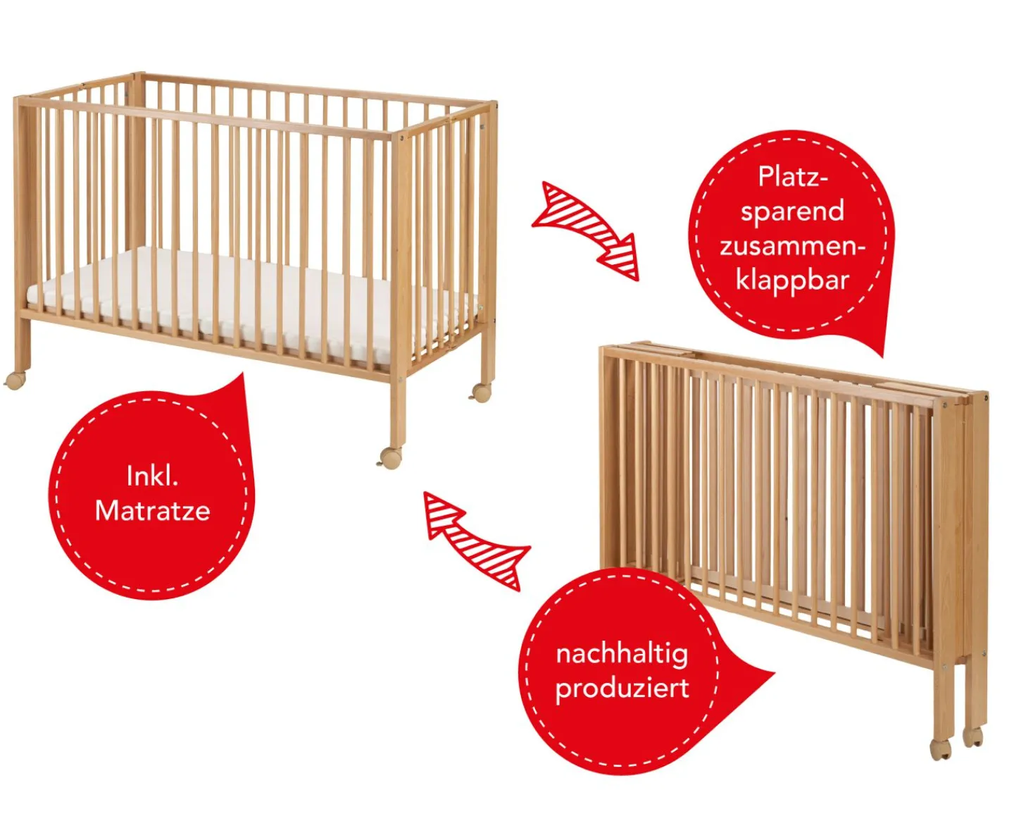 Tissi Kinderbett / Reisebett JORI* Massivholzbetten|Babybetten