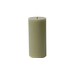 LED Echtwachskerze Rillenoptik STRIPE