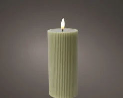 LED Echtwachskerze Rillenoptik STRIPE