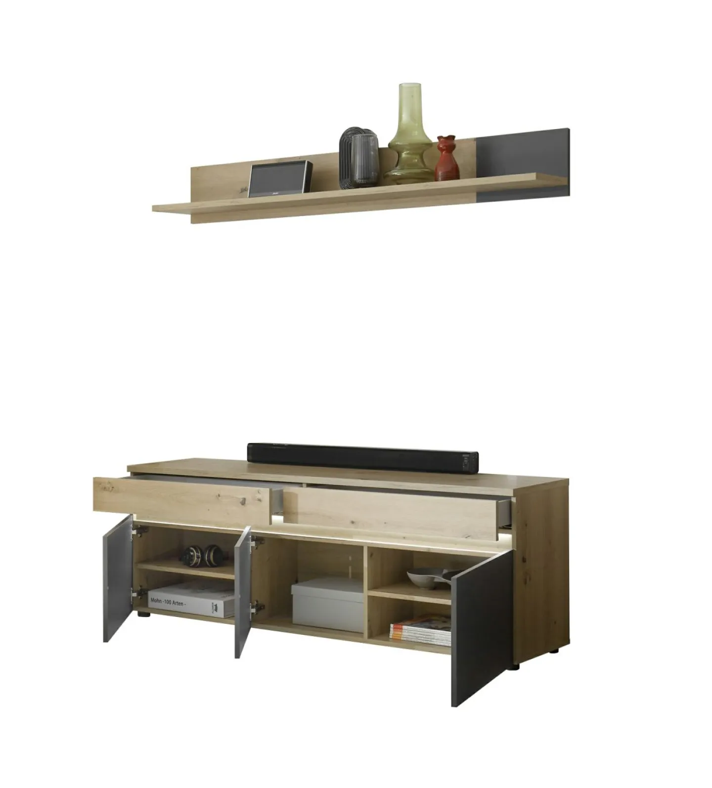HBZ Lowboard mit Wandboard DUBLIN* Tv-Schränke|Wandregale