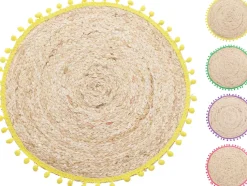Koopman Tischset rund mit Pompoms EH* Tisch-Accessoires|Küchentextilien