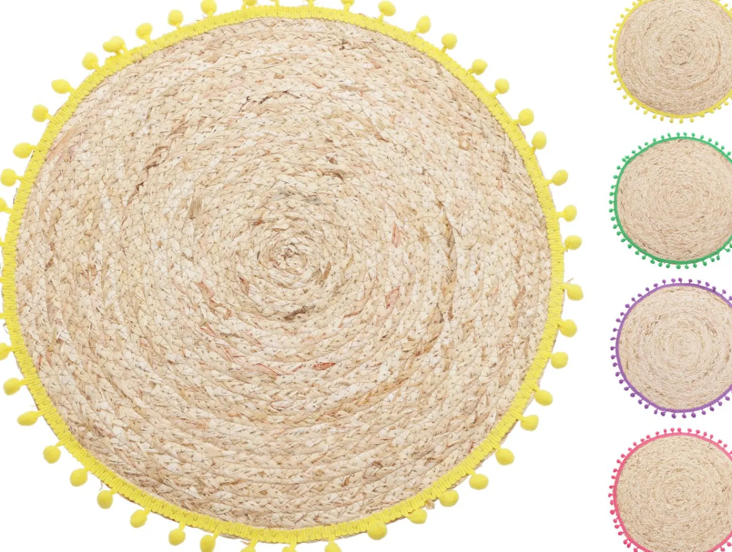 Koopman Tischset rund mit Pompoms EH* Tisch-Accessoires|Küchentextilien
