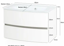 Held Waschbeckenunterschrank mit Waschbecken KOPENHAGEN* Badschränke